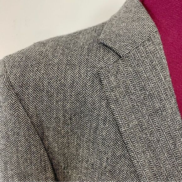 EIROPA Vintage Tweed Gray Wool Blazer Sports Casual Coat Herringbone Print 42R - Picture 3 of 14